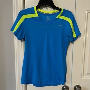 Nike Running Dr-Fit short- sleeve bright blue and yellow shirt. Size M